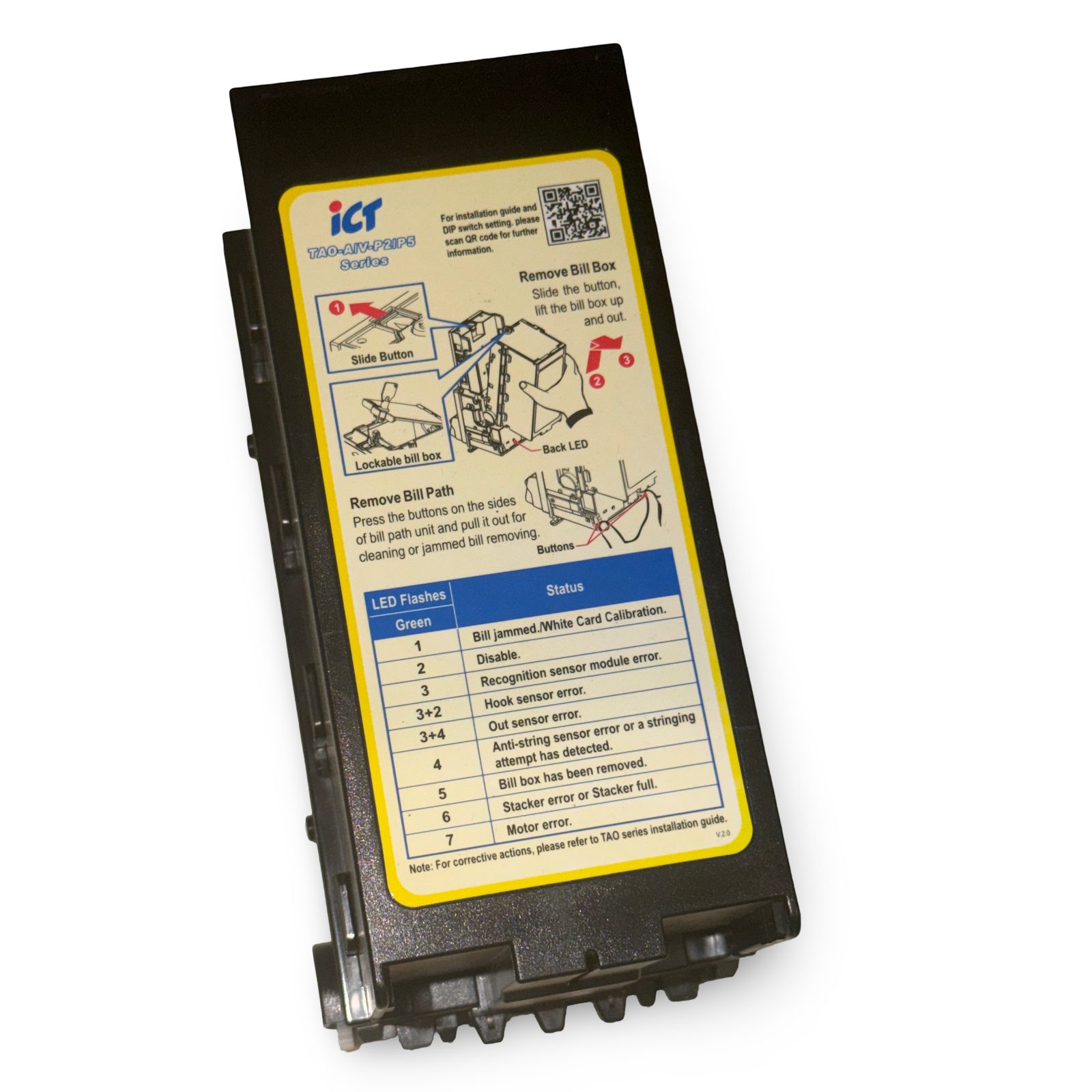 Knob-style 200-note cashbox, part TAOA/VST2, for TAO and TAO2 validators